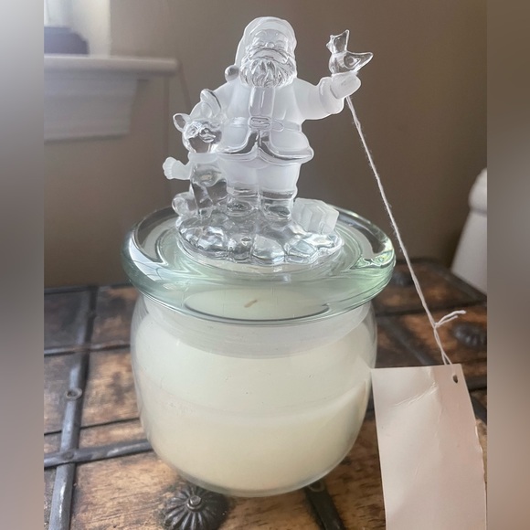 Vintage Crystal Glass Santa White Candle - Picture 3 of 5